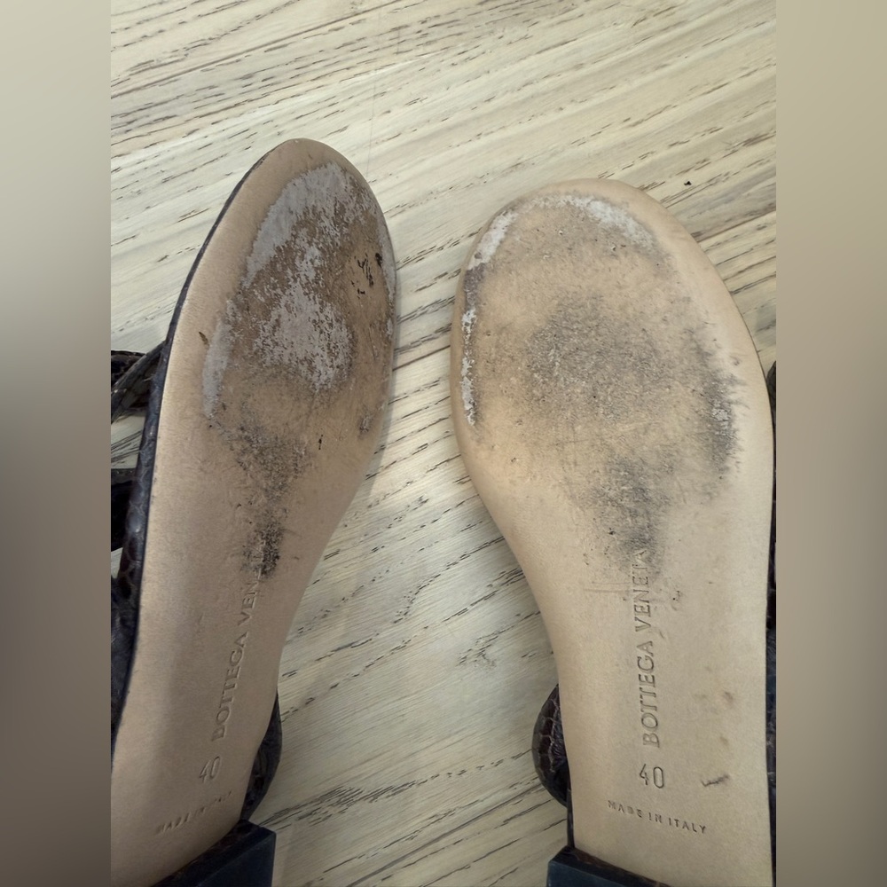 Bottega Python Embossed Leather Sandals - image 10